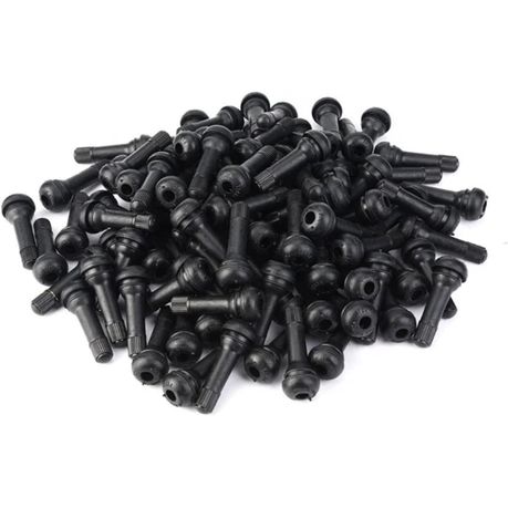 100 Piece Snap-in Black Rubber Stem Tire Valve