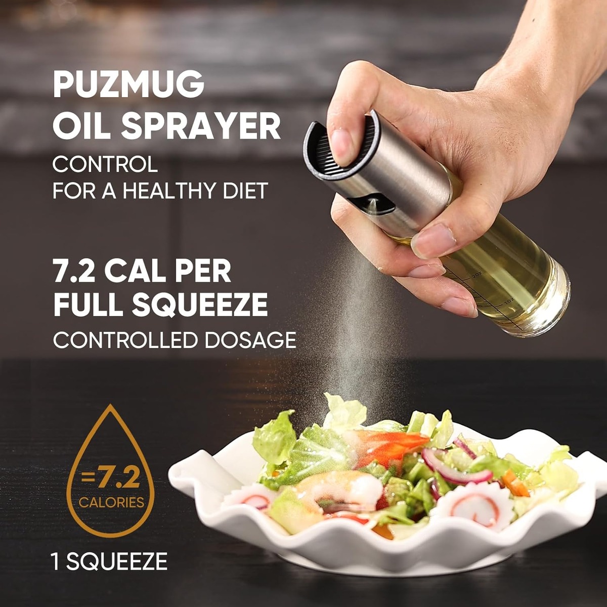 100ml Gold Glass Oil & Vinegar Spray Bottle variant image 3