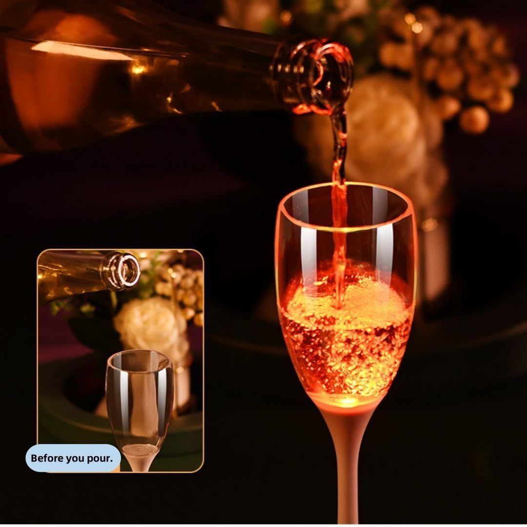 120ml Liquid Activated LED Champagne Flute – Orange Light-Up Glass variant image 2