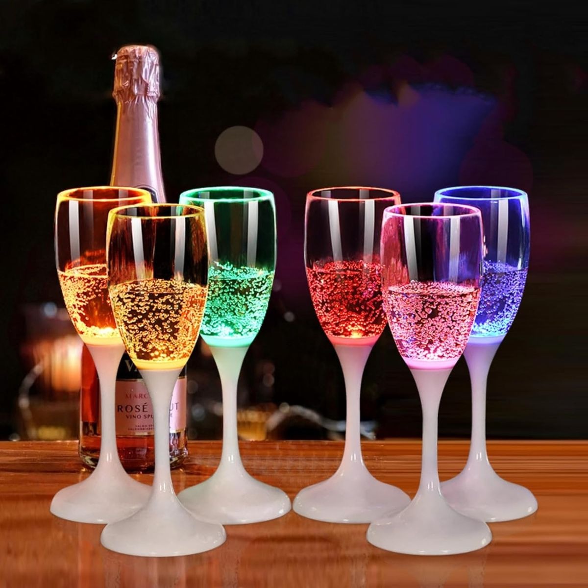 120ml Liquid Activated LED Champagne Flute – Orange Light-Up Glass variant image 3