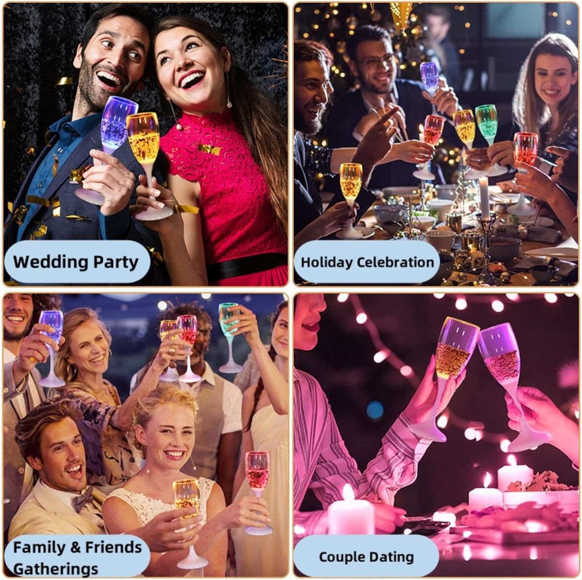 120ml Liquid Activated LED Champagne Flute – Orange Light-Up Glass variant image 4