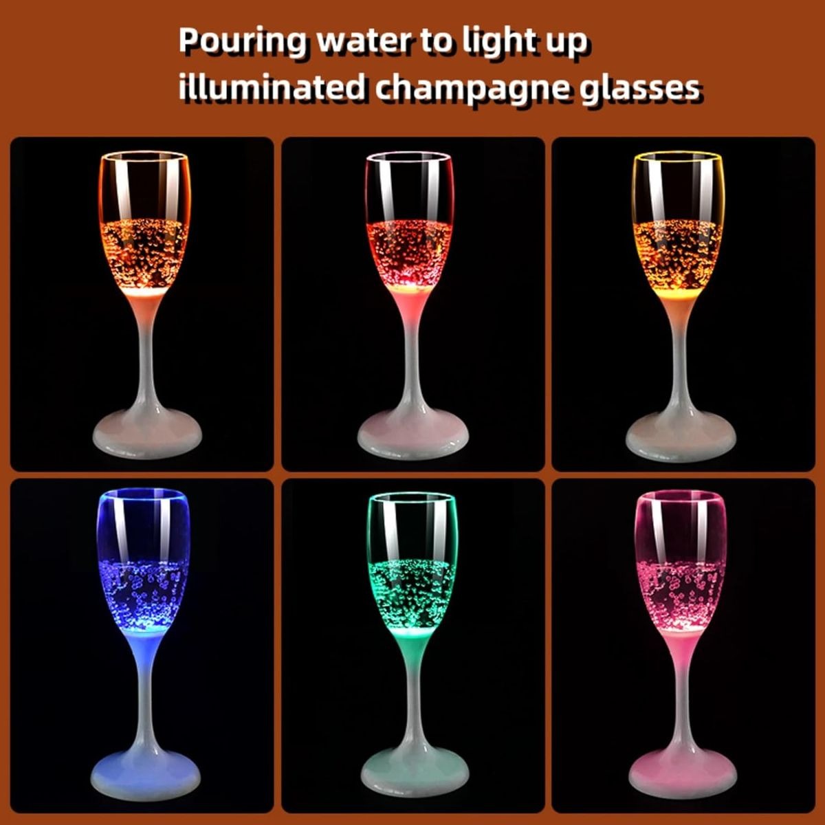 120ml Liquid Activated LED Champagne Flute – Orange Light-Up Glass variant image 5