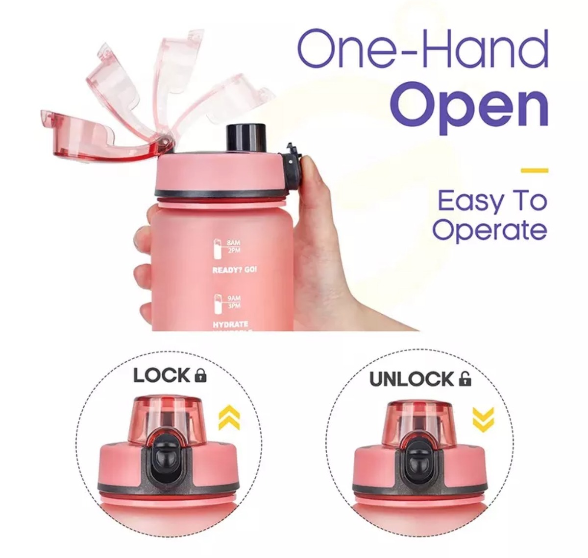 1L Motivational Fitness Water Bottle – Leakproof & BPA Free variant image 3