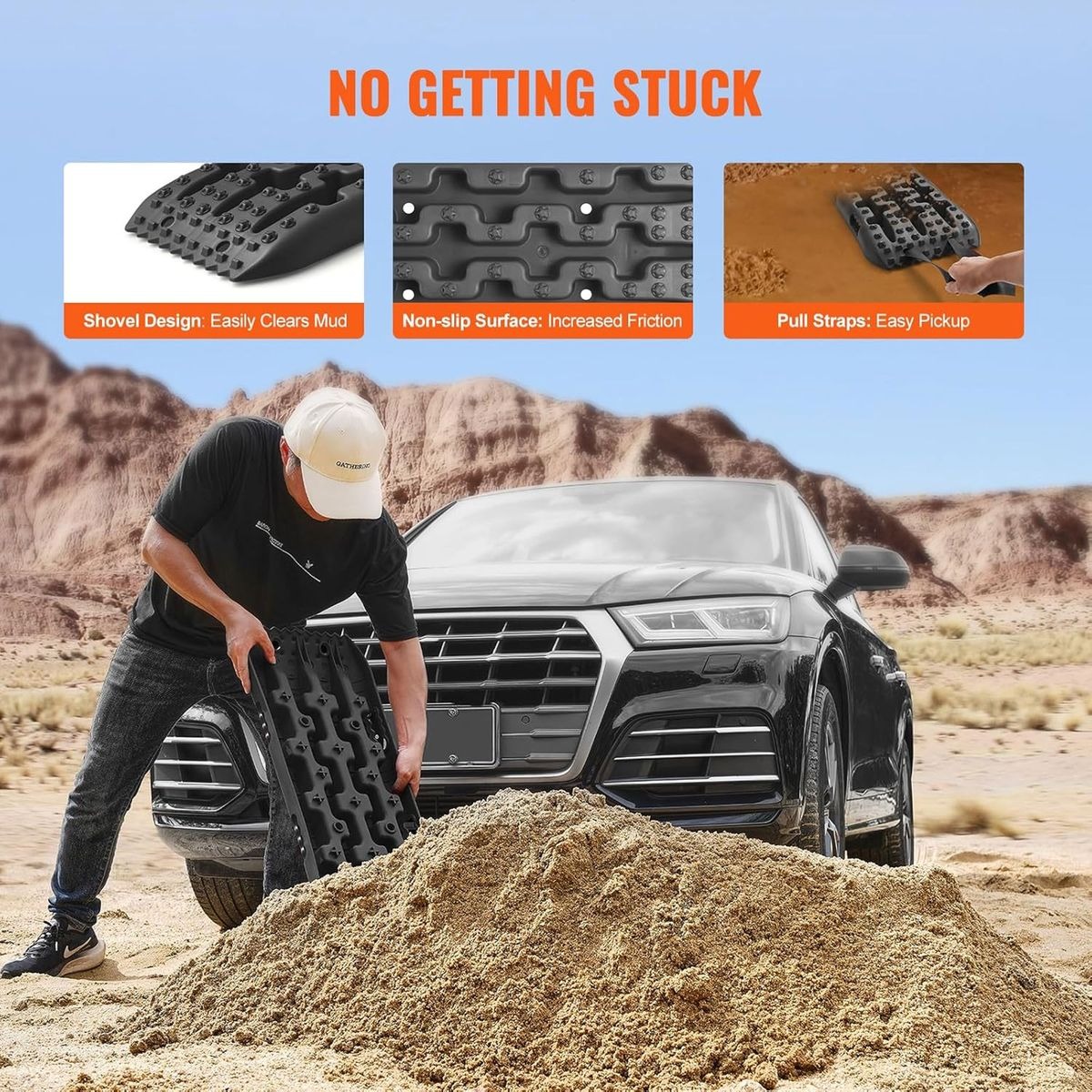 2-Pack Heavy-Duty Off-Road Recovery Traction Boards for Mud, Sand & Snow variant image 2
