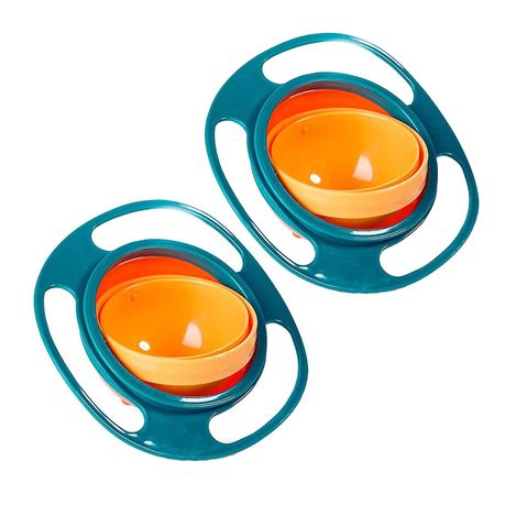 2 Piece Spill Proof 360 Degree Anti Spill Rotating Toddler Gyro Bowl