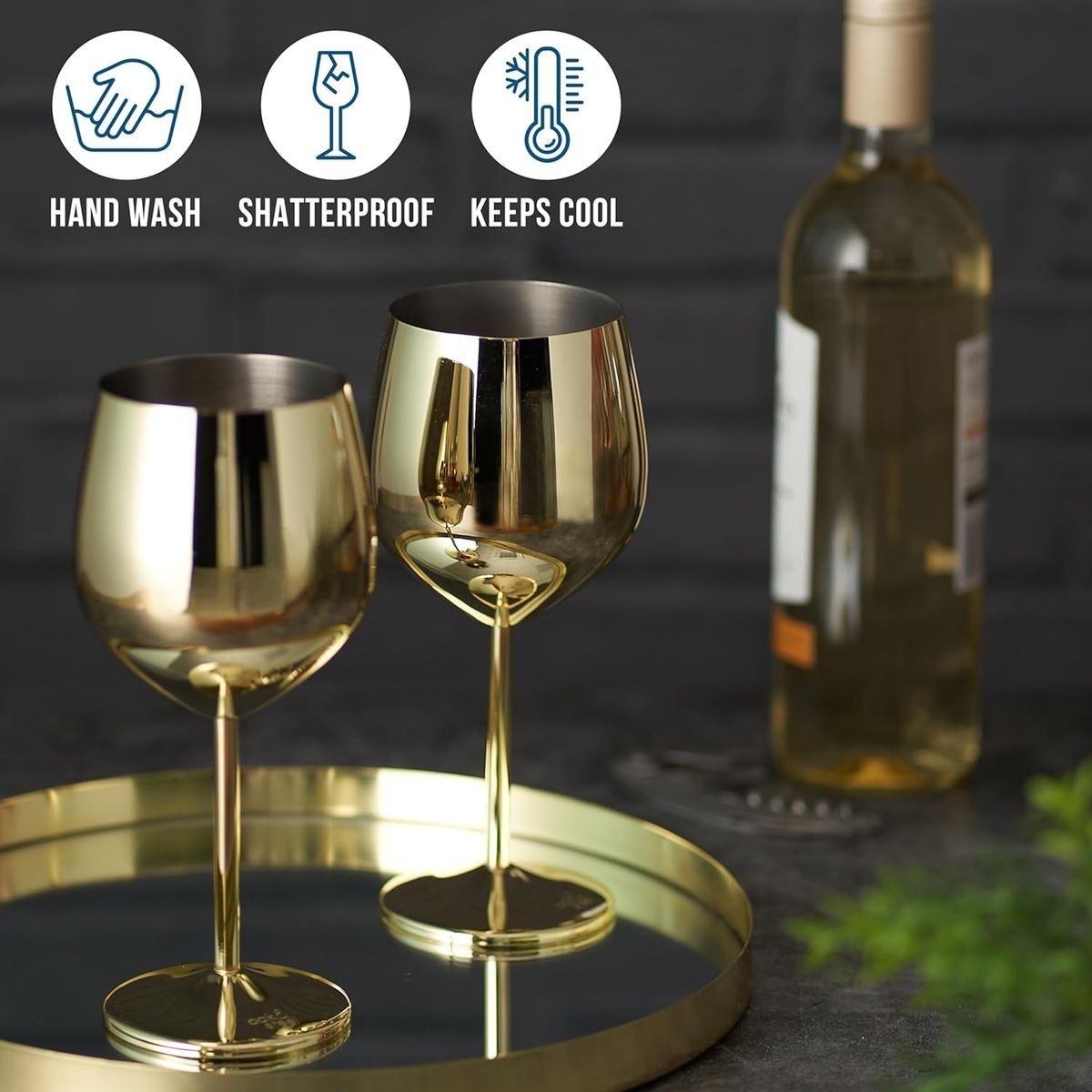 2 Piece Stainless Steel Wine Glasses Unbreakable Metal Wine Glasses Wine variant image 2