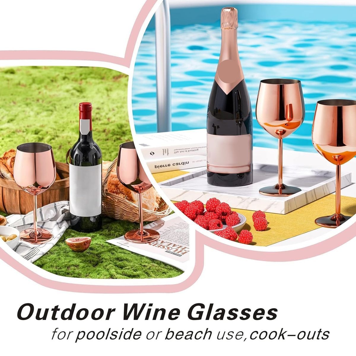 2-Piece Stainless Steel Wine Goblet Set - Rose Gold variant image 4