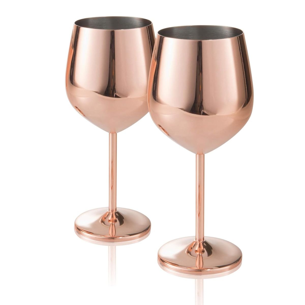 2-Piece Stainless Steel Wine Goblet Set - Rose Gold