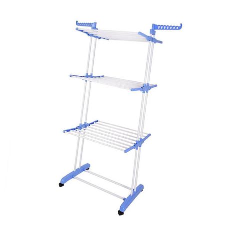3-Layer Foldable Clothes Hanger With 4 Rolling Wheels