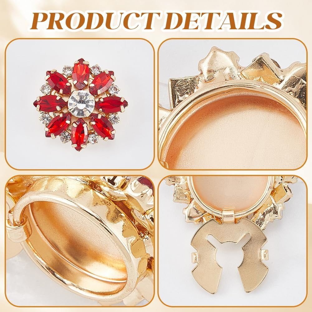 3 Piece Decorative Clip-On Button Covers - Black, Red variant image 3