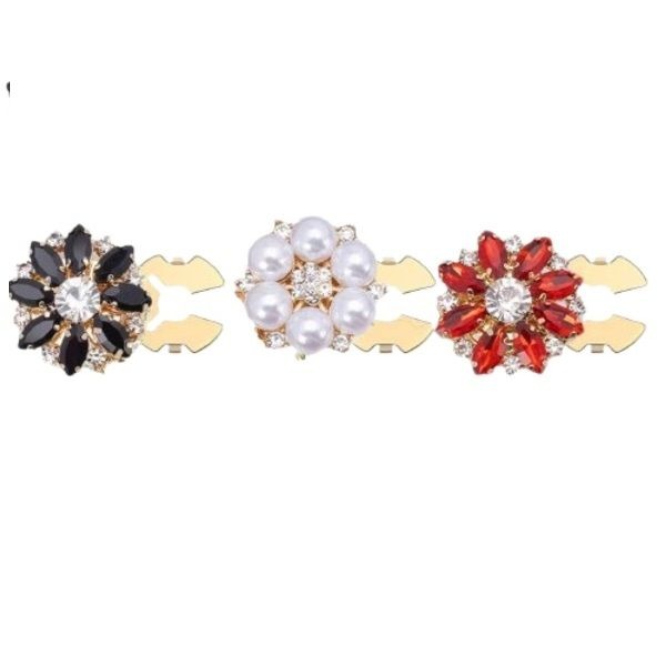 3 Piece Decorative Clip-On Button Covers - Black, Red