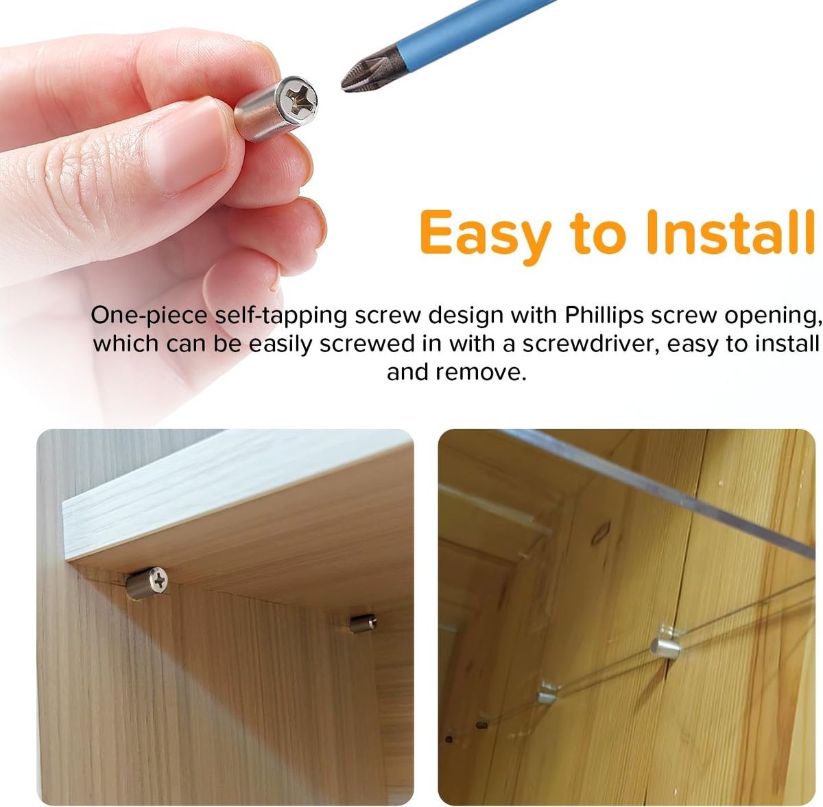 30-Piece Heavy Duty Laminate Support Pegs with Self-Tapping Screws – 25kg variant image 3