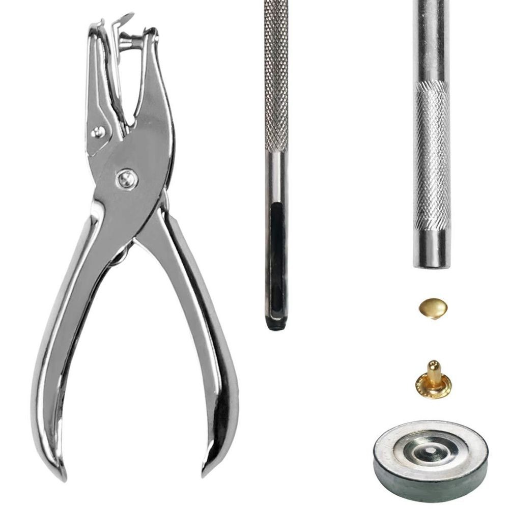 360 Piece Leather Rivets Double Cap Rivet Tubular Metal Studs With 4 Tools variant image 2