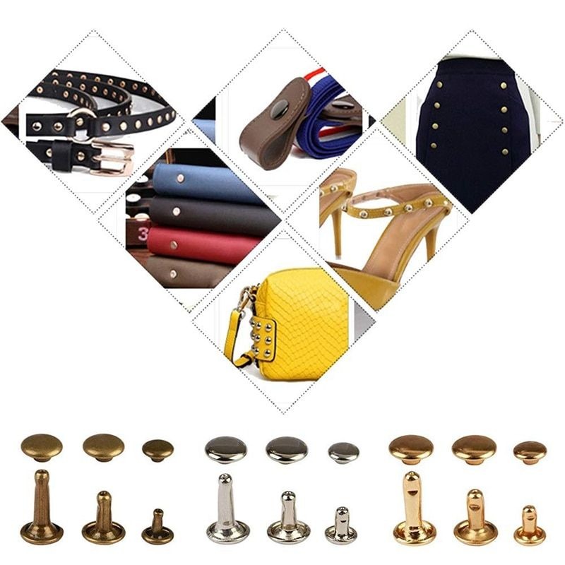360 Piece Leather Rivets Double Cap Rivet Tubular Metal Studs With 4 Tools variant image 3