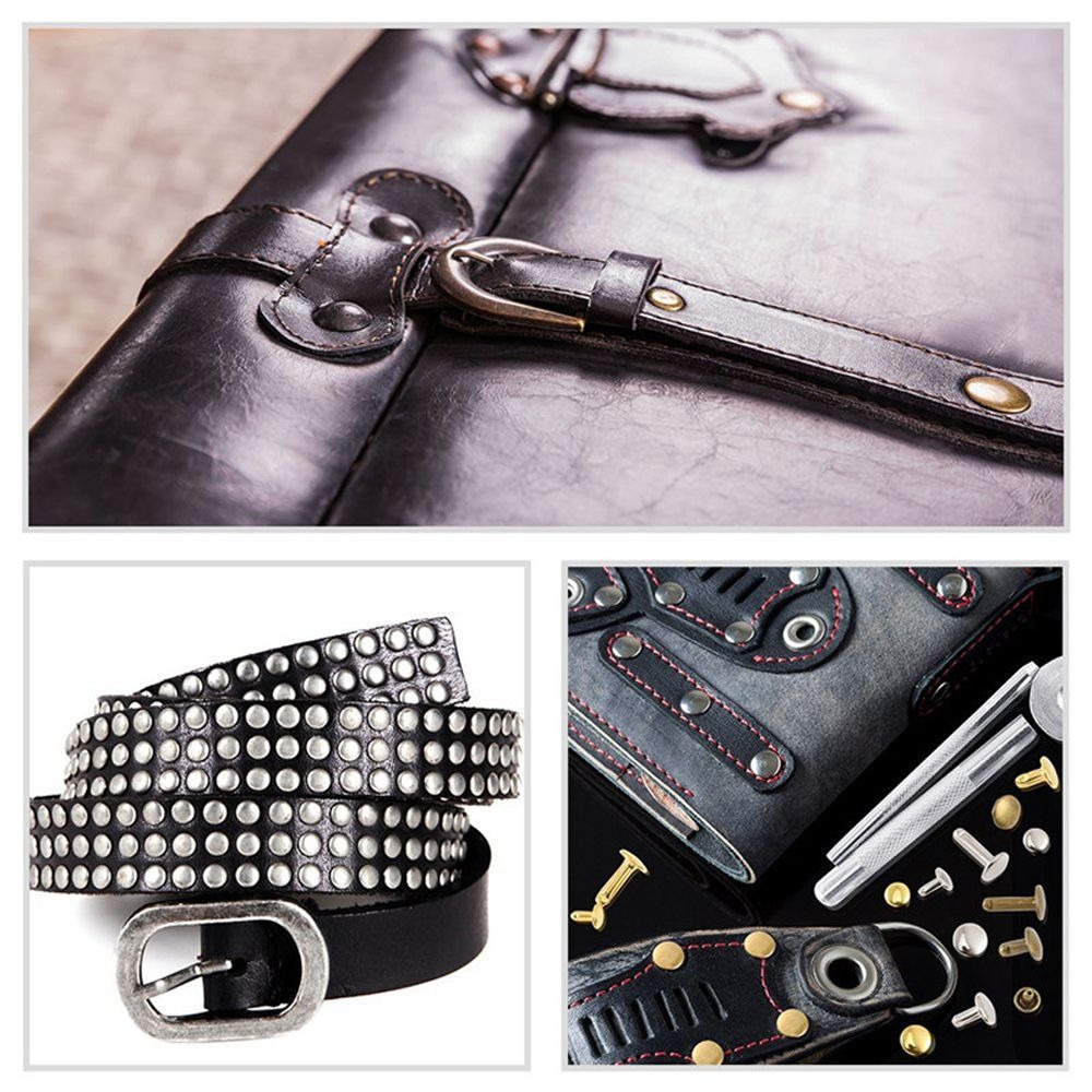 360 Piece Leather Rivets Double Cap Rivet Tubular Metal Studs With 4 Tools variant image 4
