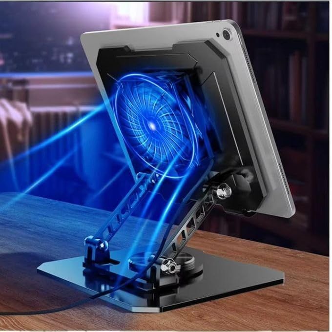 360° Rotating Tablet Desk Stand with USB Cooling Fan variant image 4