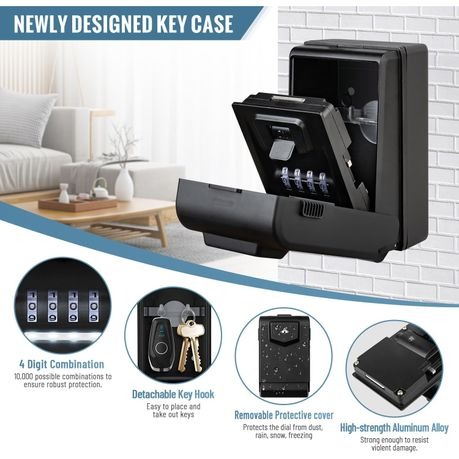 4-Digit Combination Key Lock Box with Wall Mount variant image 2