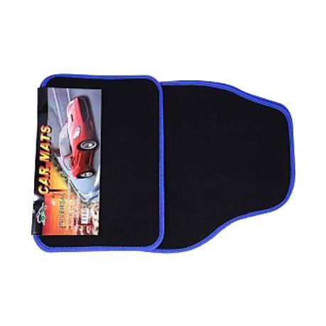 4 Pieces Car Mat, Black & Blue