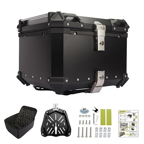 45L Aluminum Motorcycle Top Box Tail Case,with Quick Release Base Plate Set