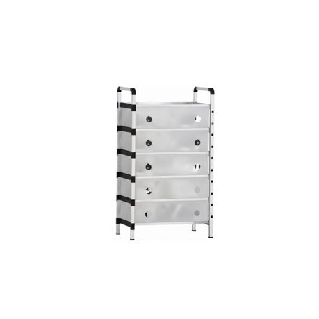 5-Drawer White with Black Trim, Metal Frame, Rolling Organizer with Handles