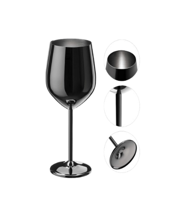 500ml Stainless Steel Wine Glass - Black variant image 2