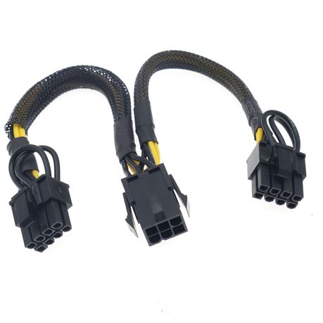 6-pin Female to Dual 2x 8-pin (6 2) Male Power Adapter Braided