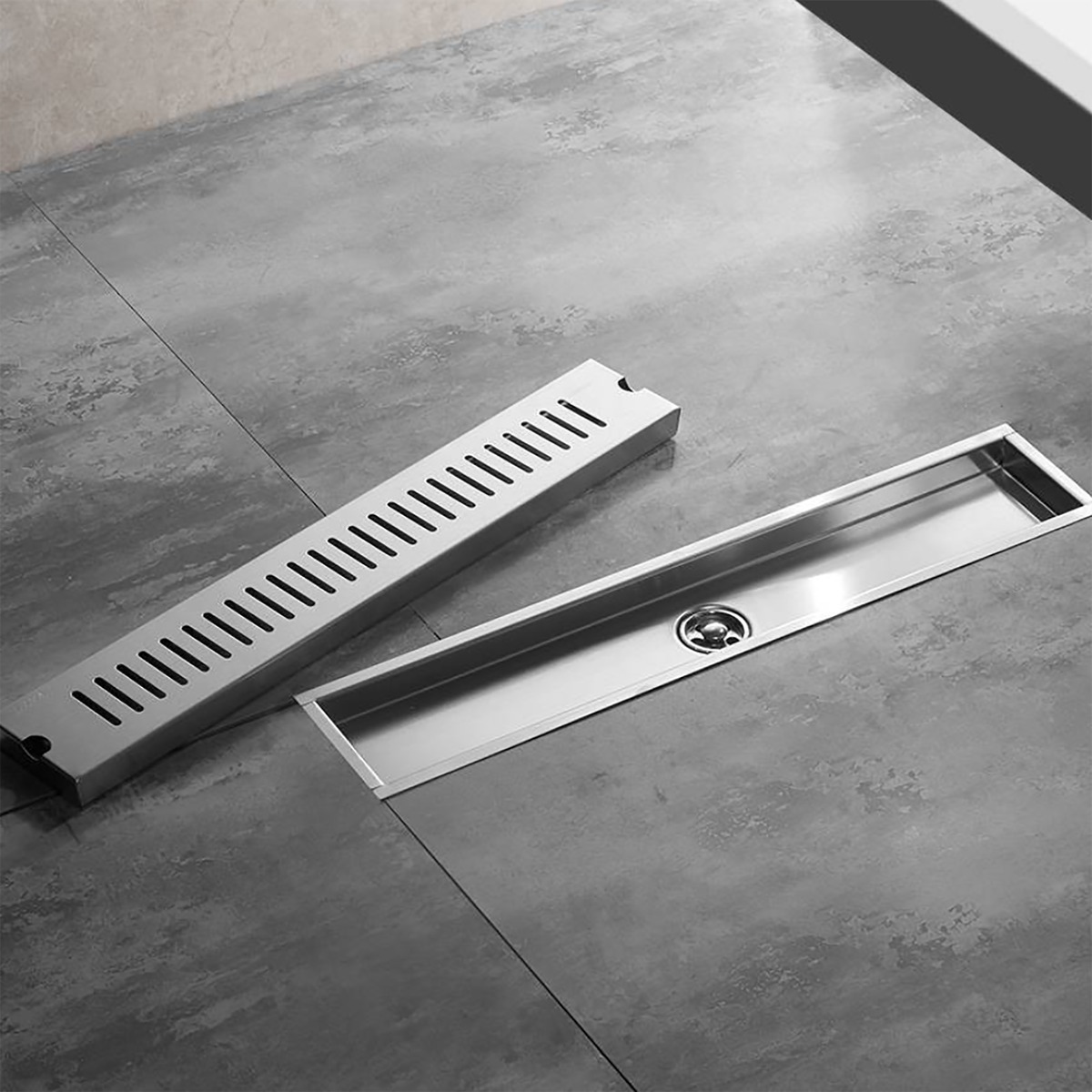 60cm 304 Stainless Steel Linear Shower Drain – Rectangular Floor Waste (Silver) variant image 2