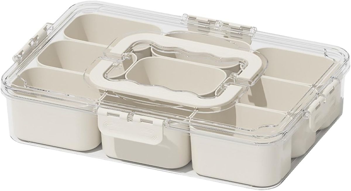 9-Compartment Airtight Snack Storage Container with Lid