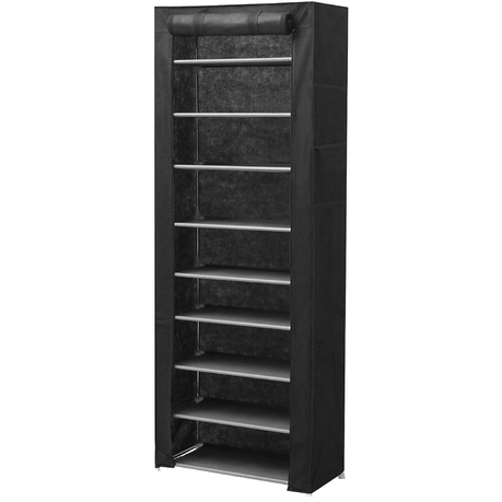 9 Tier Shoe Rack with Dustproof Cover&2 Pockets for Shoe Storage Organizer
