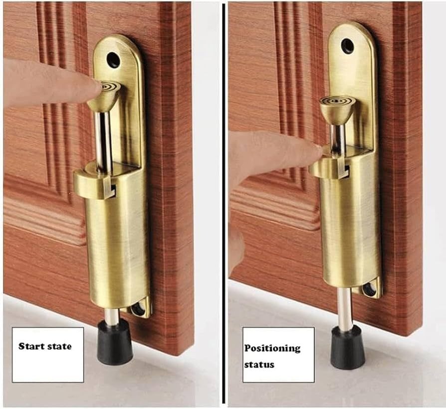 Adjustable Heavy-Duty Floor Door Stopper Lock – Gold variant image 2