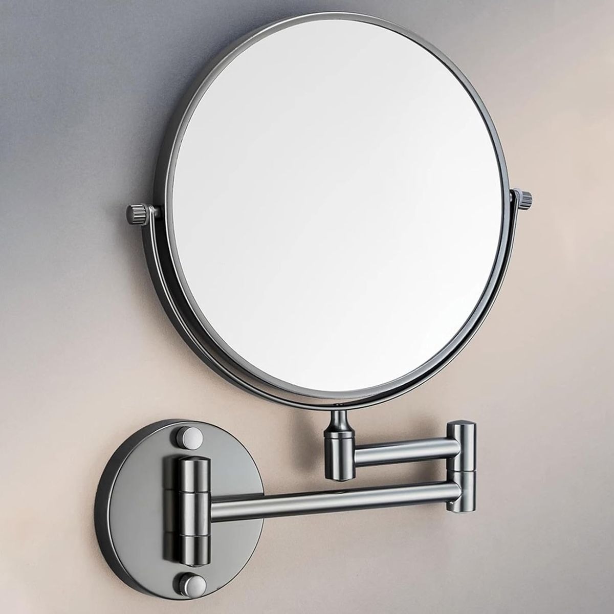 Adjustable Wall Mounted Makeup Mirror with Double-Sided 1X/3X Magnifying Glass variant image 4