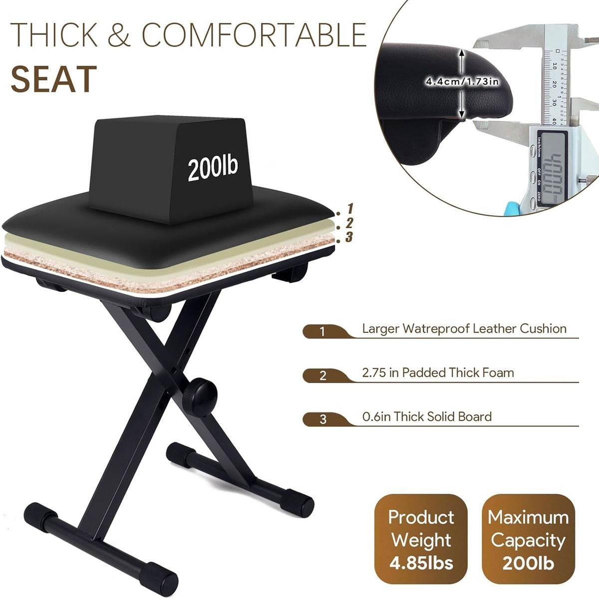 Adjustable X-Style Keyboard Stool – Black variant image 5