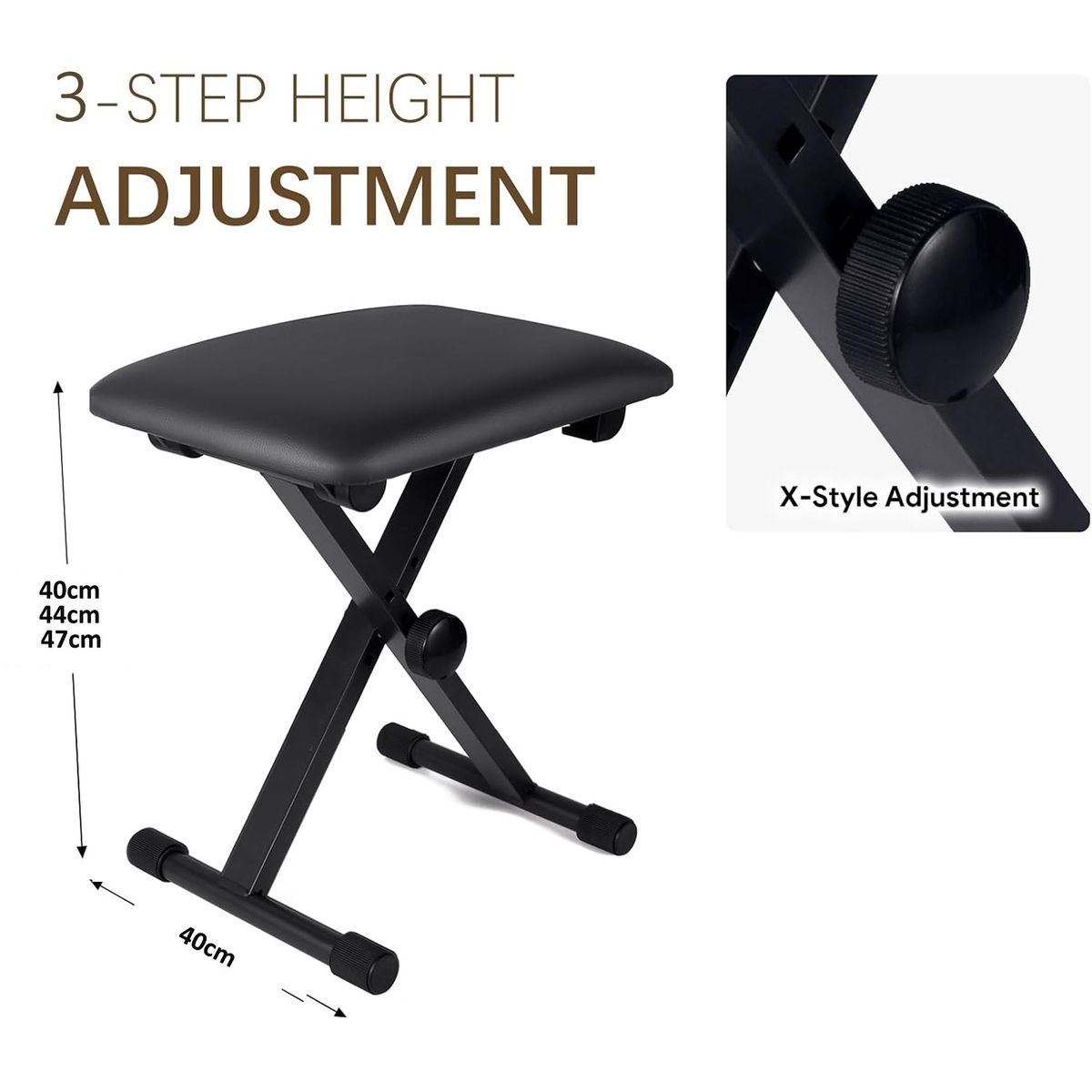 Adjustable X-Style Keyboard Stool – Black variant image 6