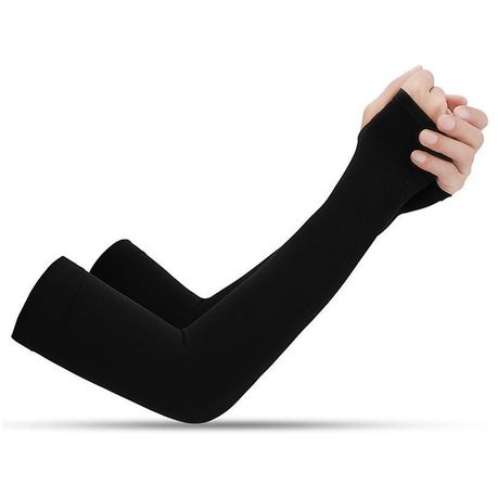Aqua X & Let's Slim Cooling Seamless Ice Silk UV Arm Sleeves - Black