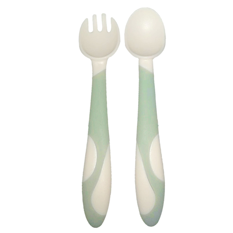 Baby Fork And Spoon Set With Carry Case - Green