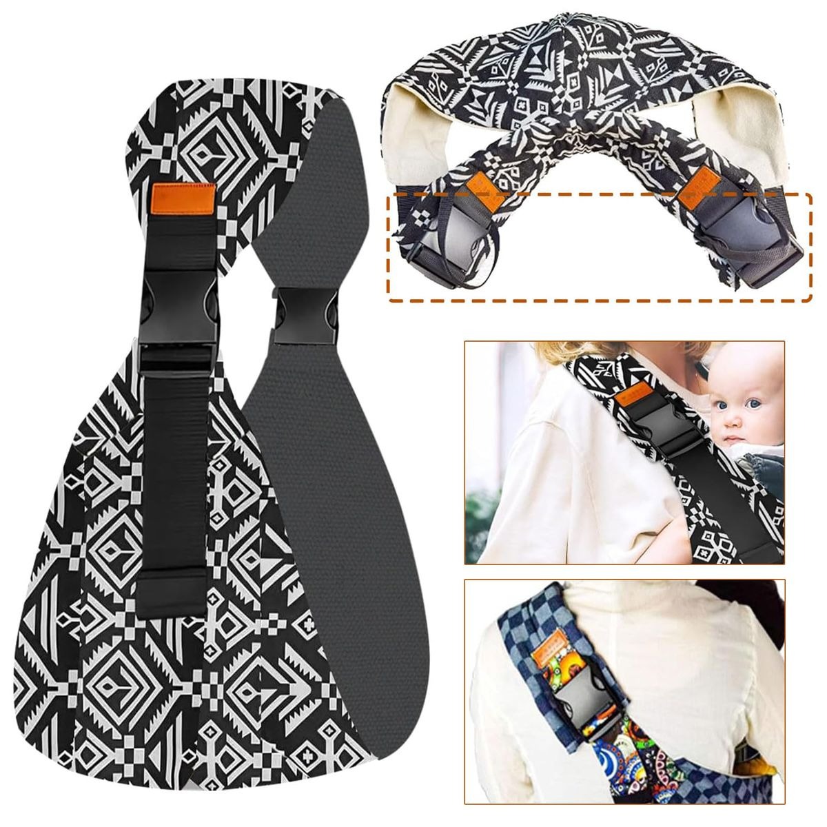Black Baby Sling Carrier – Newborn & Toddler Wrap variant image 2