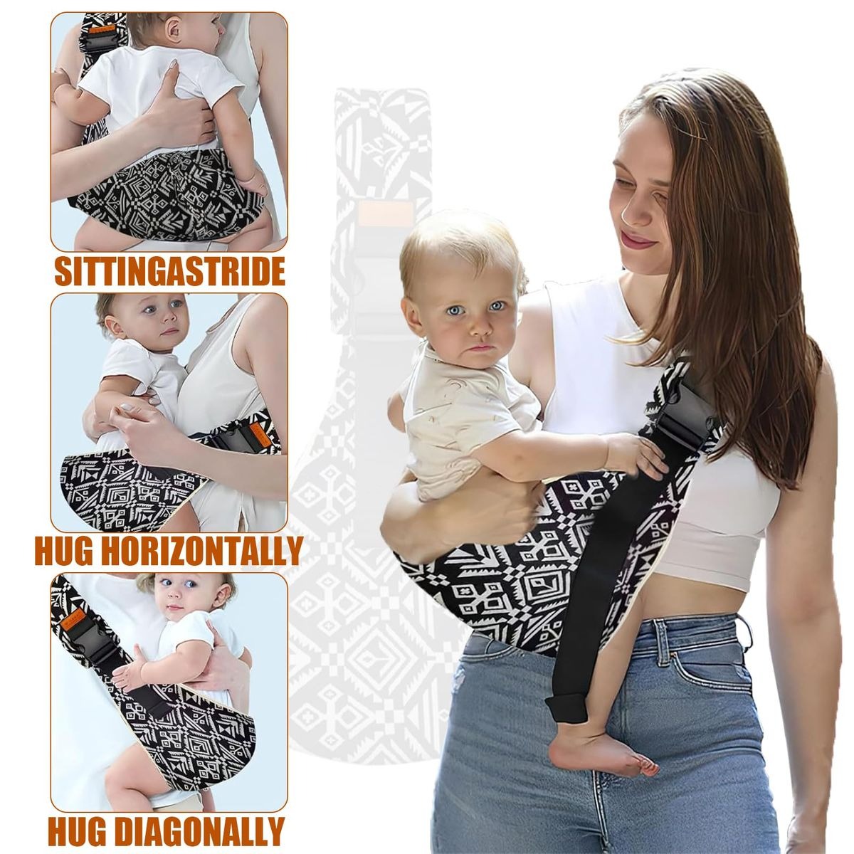 Black Baby Sling Carrier – Newborn & Toddler Wrap variant image 3