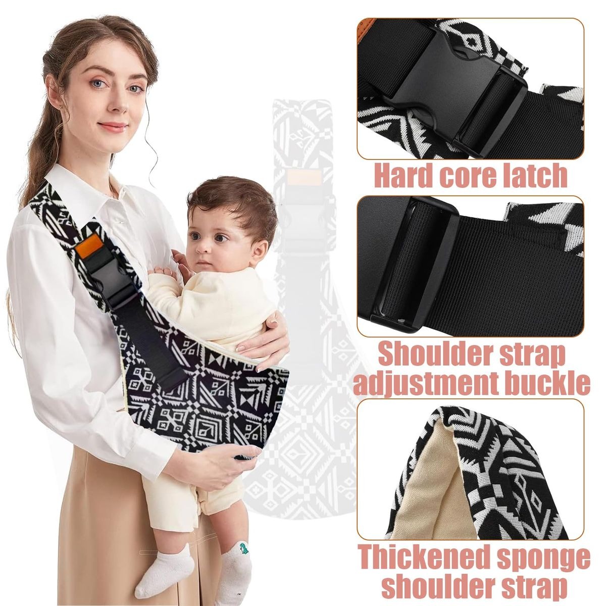 Black Baby Sling Carrier – Newborn & Toddler Wrap variant image 4