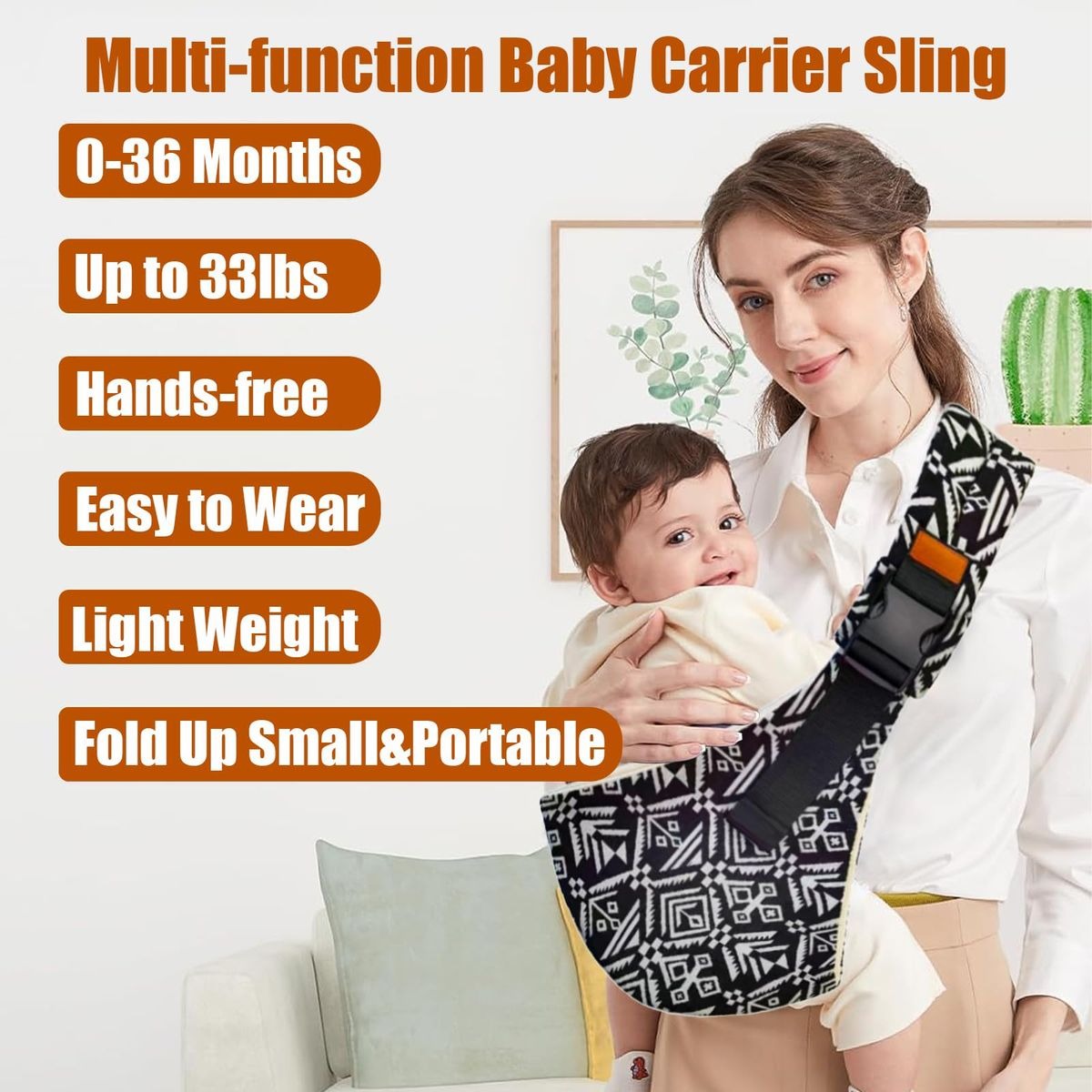 Black Baby Sling Carrier – Newborn & Toddler Wrap variant image 6