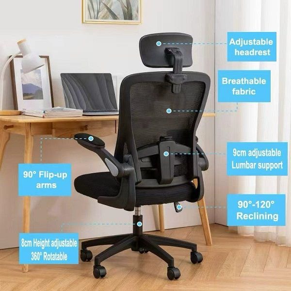 Black Height-Adjustable Swivel Office Chair variant image 2