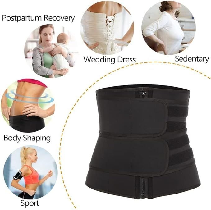 Black High-Compression Corset Waist Trimmer with Zipper (2XL) variant image 2
