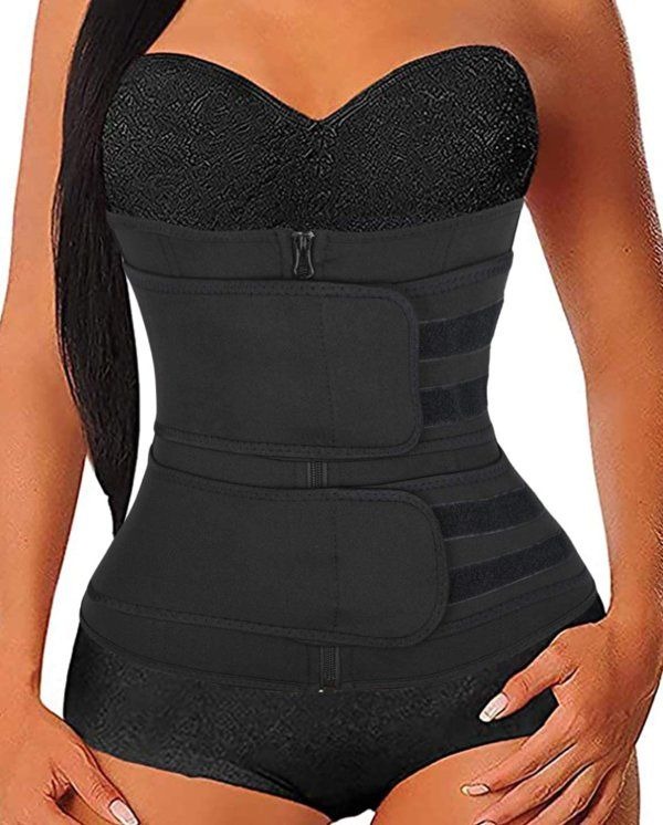 Black High-Compression Corset Waist Trimmer with Zipper (2XL) variant image 3