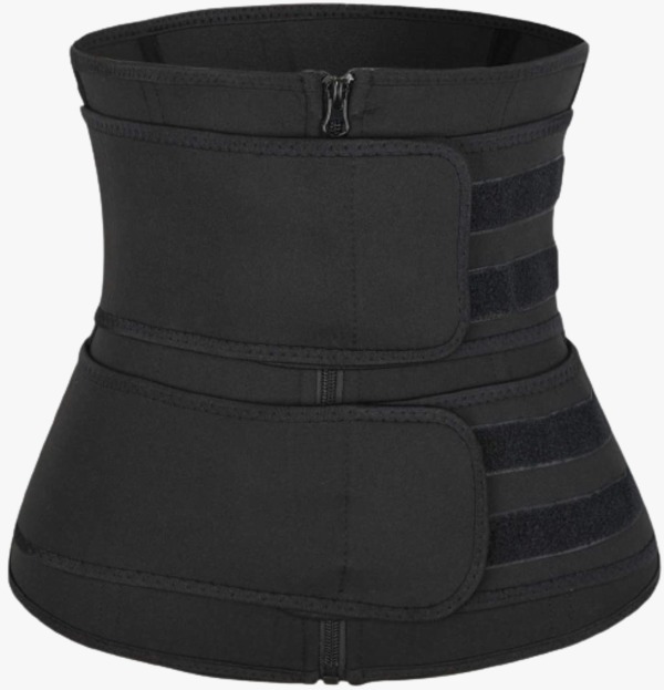 Black High-Compression Corset Waist Trimmer with Zipper (2XL)