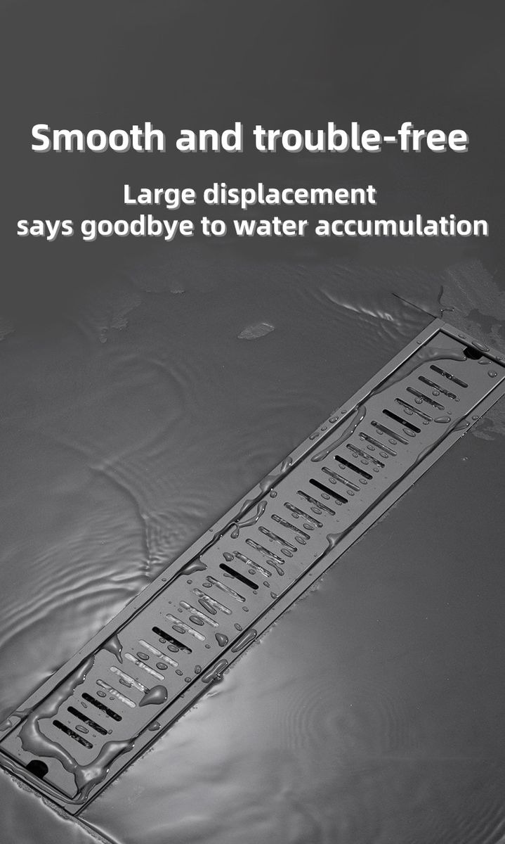 Black Stainless Steel Rectangular Shower Drain variant image 4