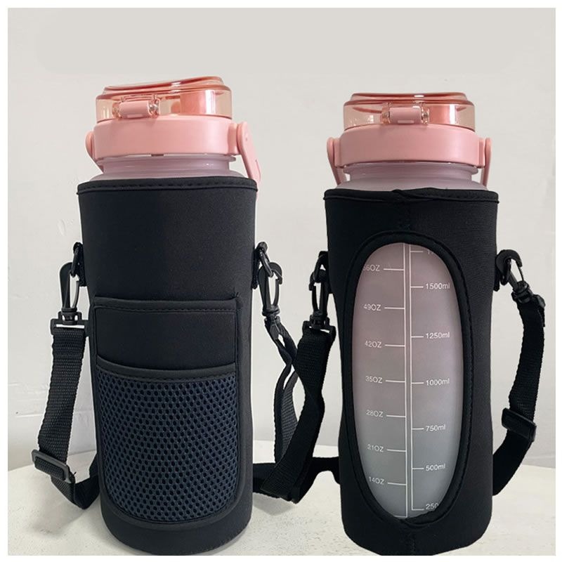 Black - Water Bottle Pouch with Shoulder Strap variant image 4