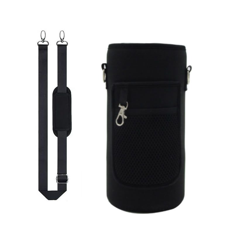 Black - Water Bottle Pouch with Shoulder Strap