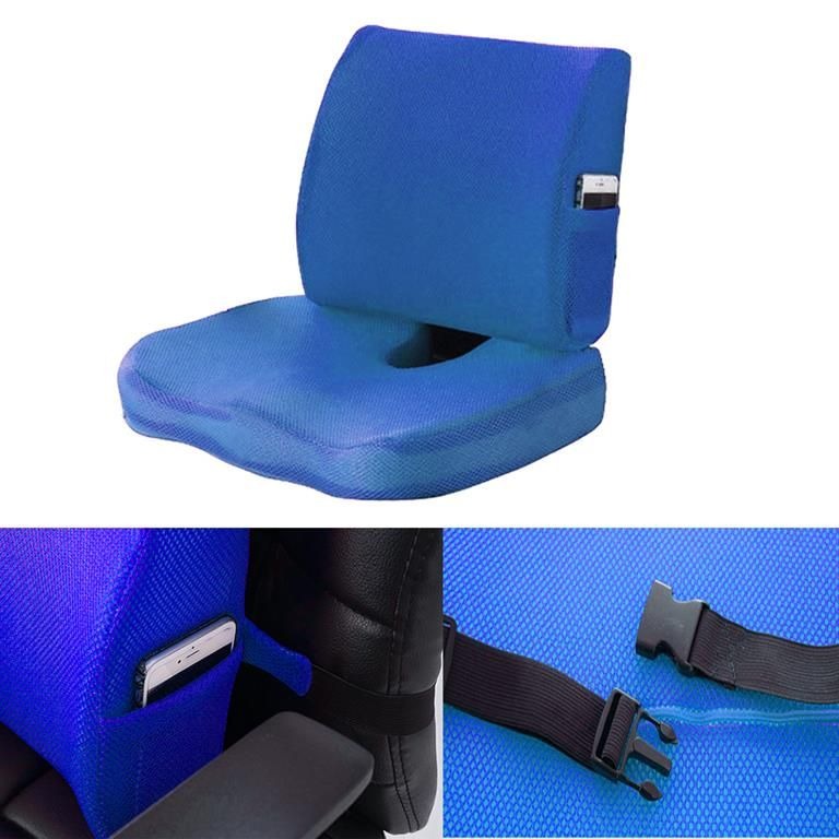 Blue Memory Foam Seat Cushion & Lumbar Back Support Set variant image 3