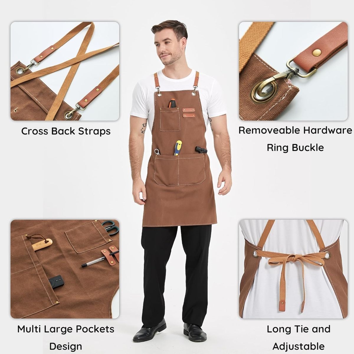 Brown Cross-Back Cooking & Work Apron variant image 2