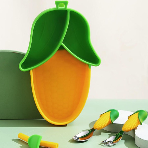 Corn Style Baby Silicone Cutlery Set – Spoon & Fork variant image 2