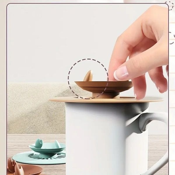 Crab-Shaped Silicone Cup Lids - Brown variant image 2